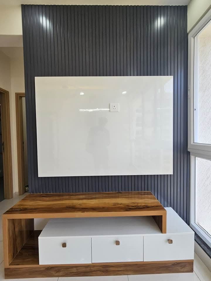 Live-edge Wood TV Unit — Living Room project in Bengaluru by Classy Creations